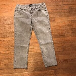 Express denim Grey black wash skinny jeans with Raw hem line size 8